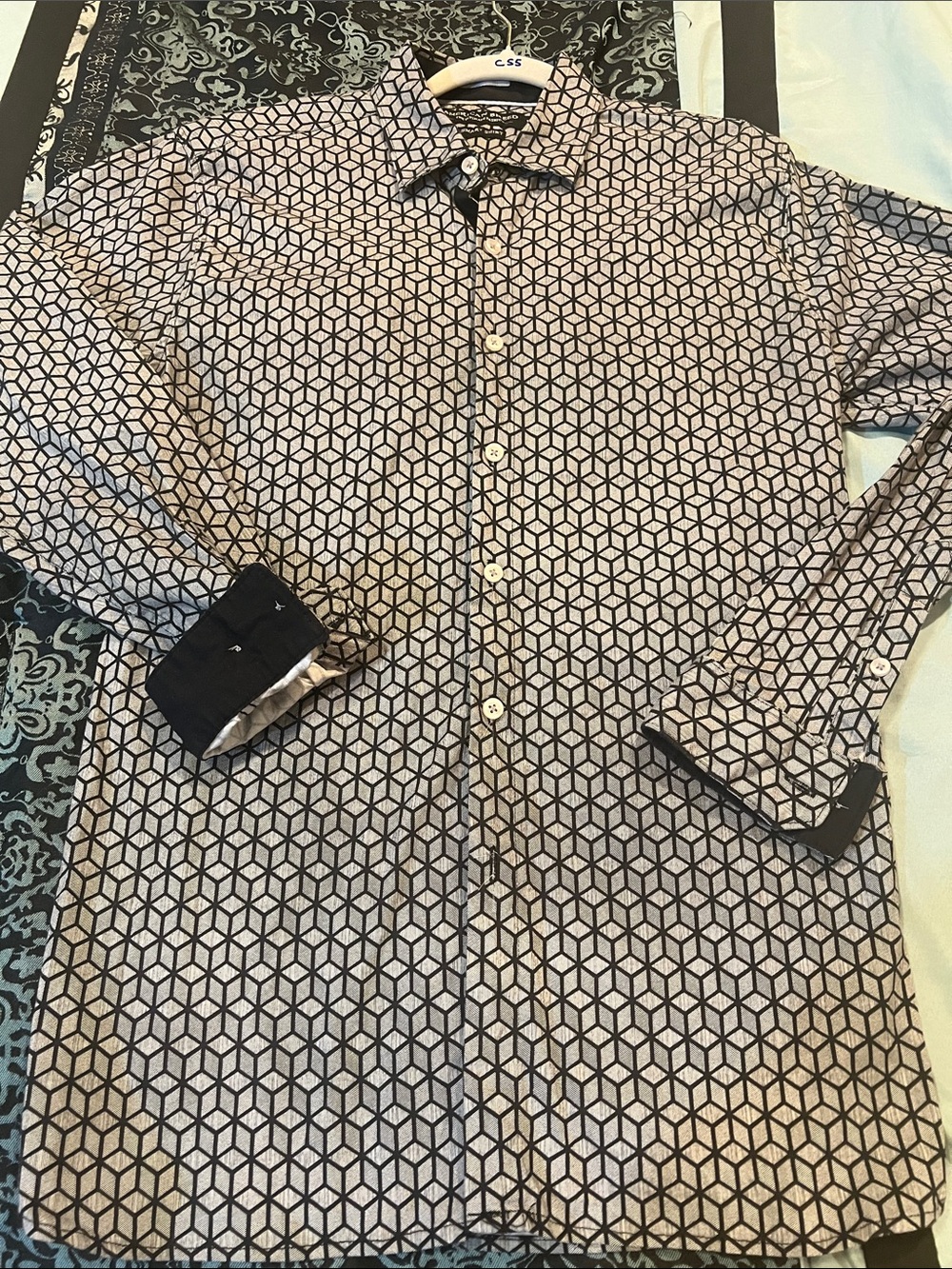 AMERICAN BREED Men's Geometric Print Dress Shirt - Black & White